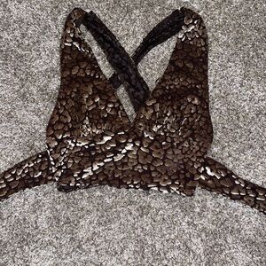 Brown cheetah print tank top crop top